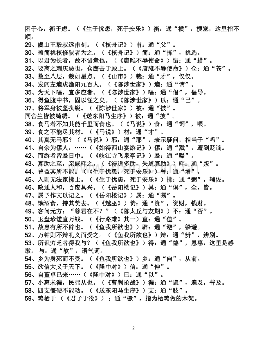 初中1-6册文言文知识点归纳.doc_第2页