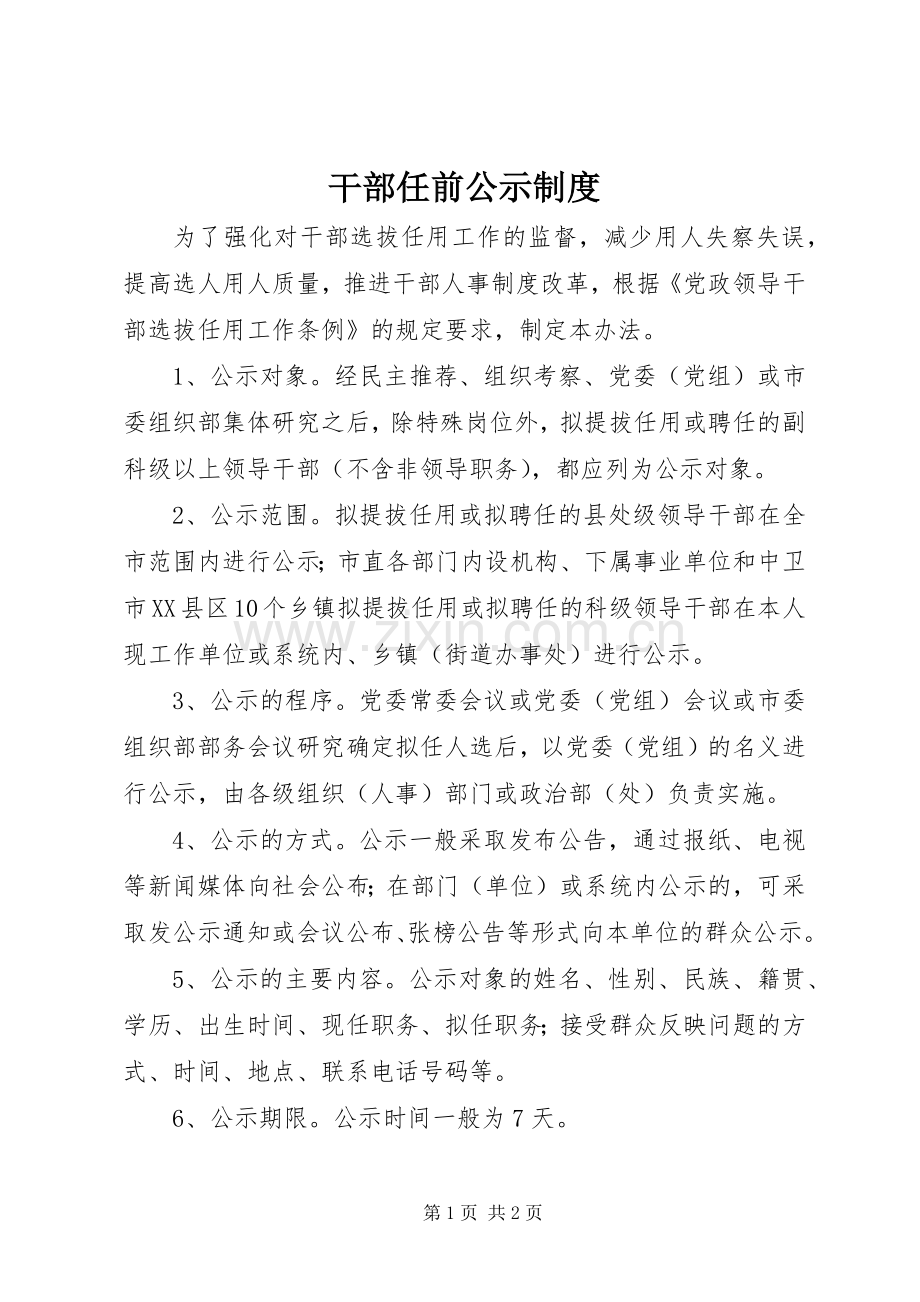 干部任前公示规章制度 .docx_第1页