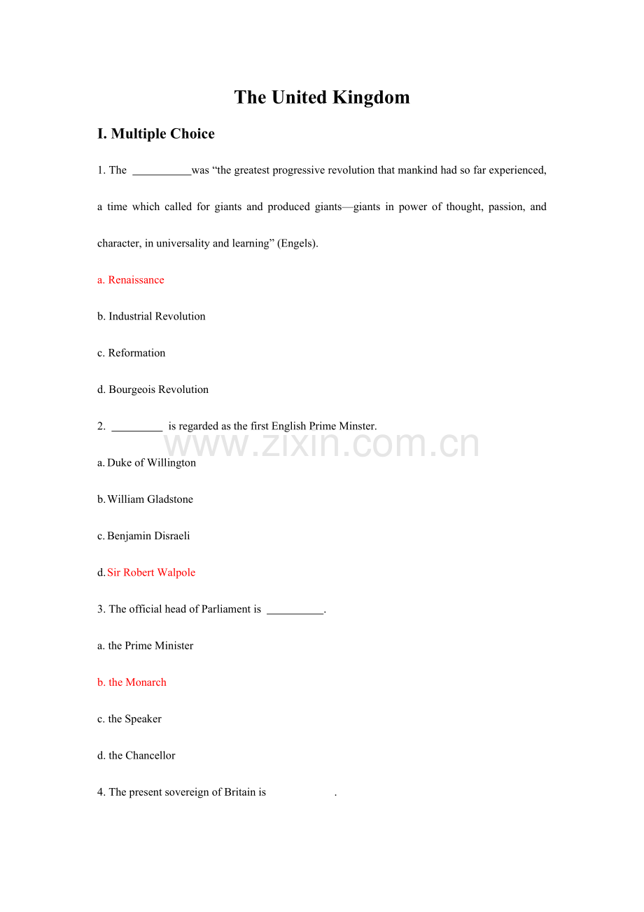2023年英国部分英美概况题库.doc_第1页