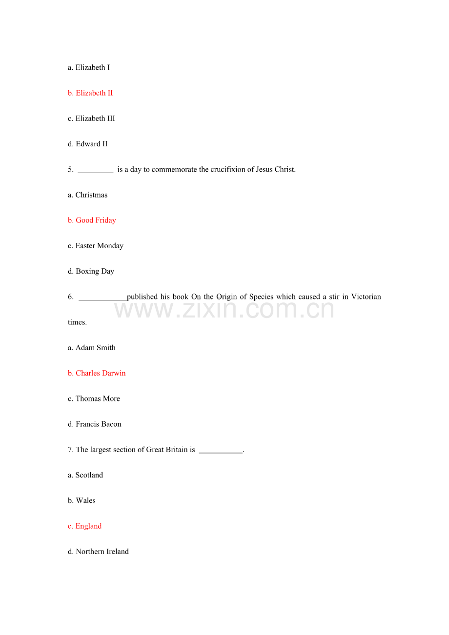 2023年英国部分英美概况题库.doc_第2页
