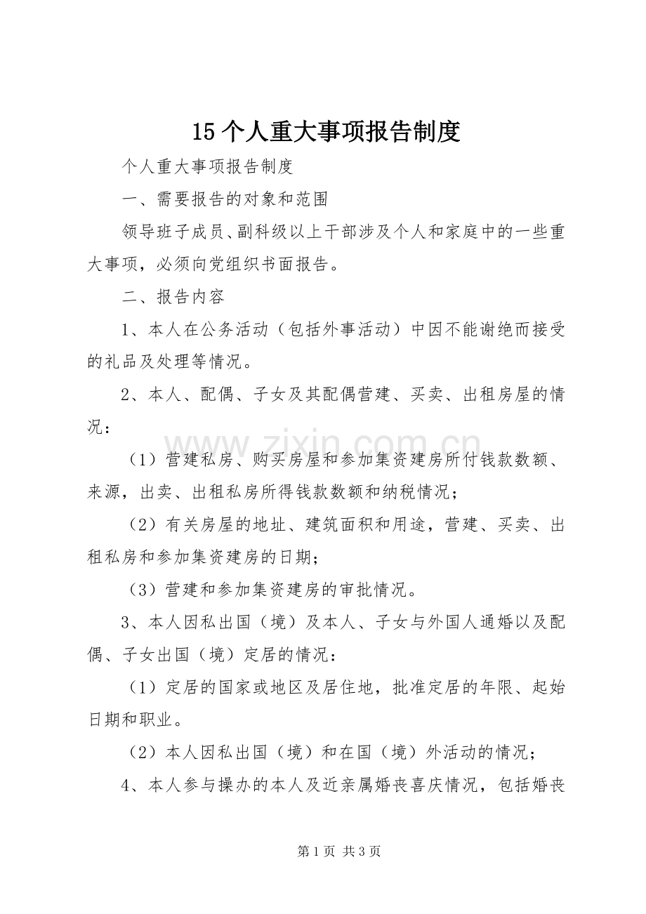 个人重大事项报告规章制度细则 (2).docx_第1页