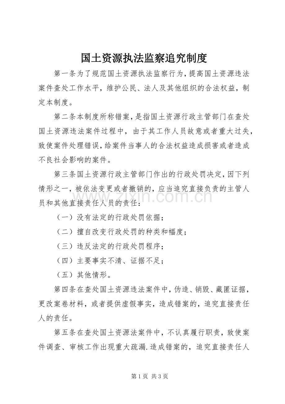 国土资源执法监察追究规章制度.docx_第1页