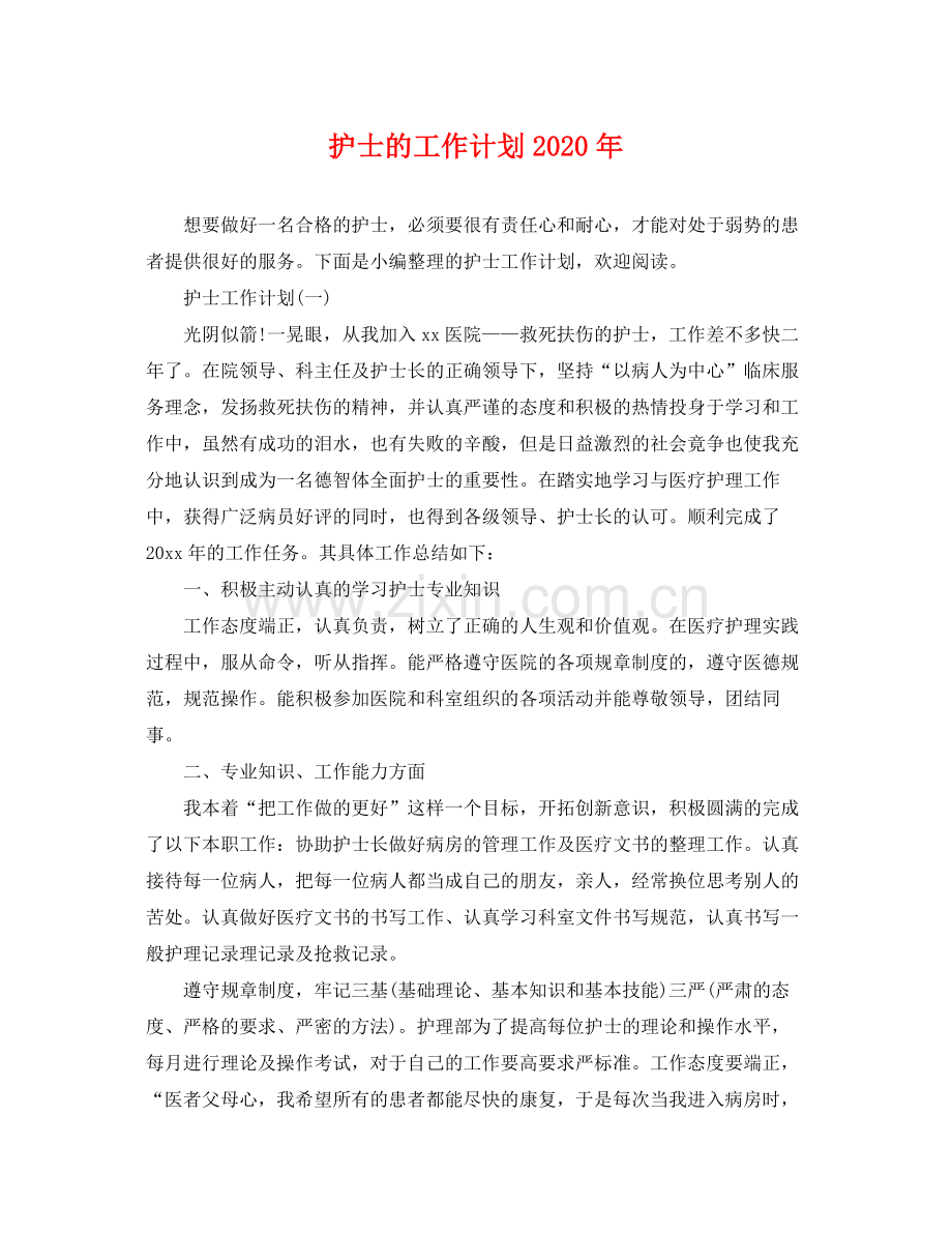 护士的工作计划年 .docx_第1页