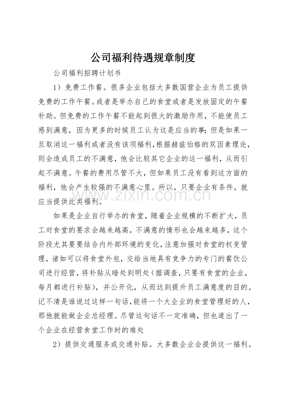 公司福利待遇规章管理规章制度.docx_第1页
