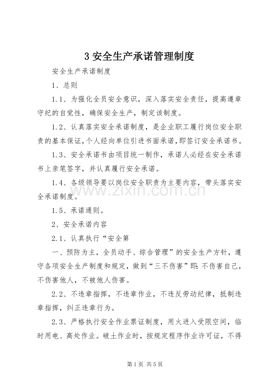 安全生产承诺管理规章制度 ().docx_第1页