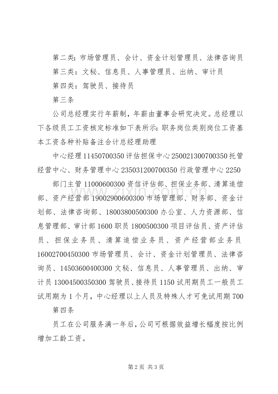 中小企业信用担保公司薪金（工资）规章制度.docx_第2页