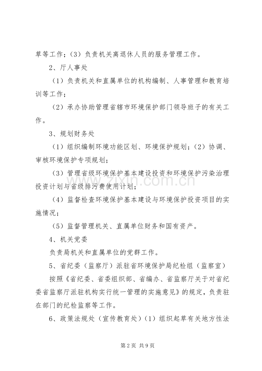 省环境保护厅职责要求及各机构直属单位职责要求.docx_第2页