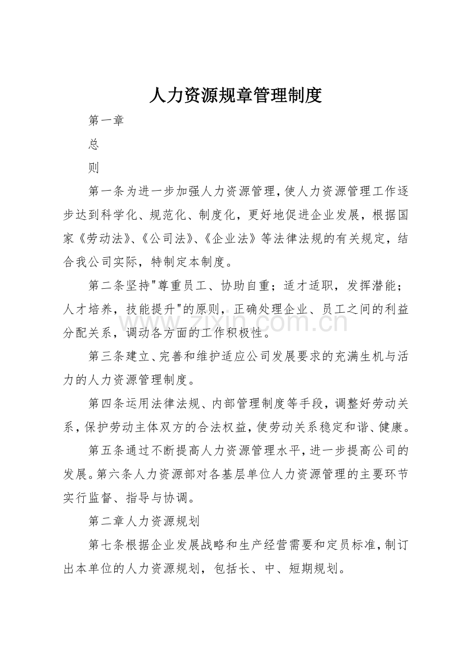 人力资源规章规章制度管理.docx_第1页