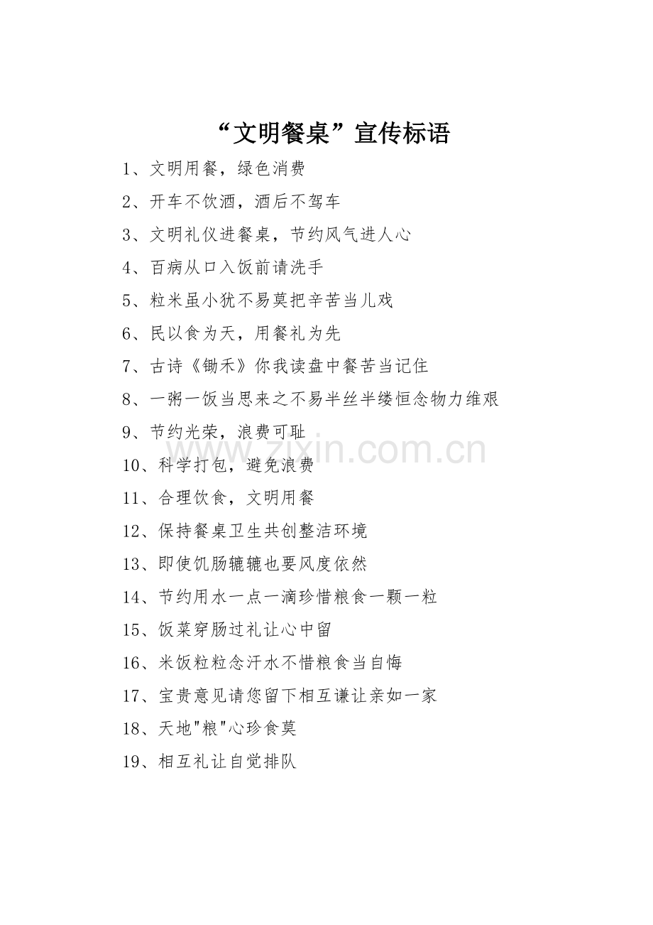 “文明餐桌”宣传标语集锦.docx_第1页