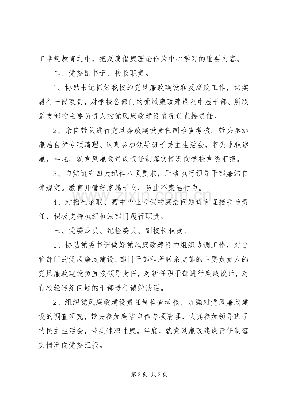 昌宜市一中党委成员党风廉政建设职责要求.docx_第2页