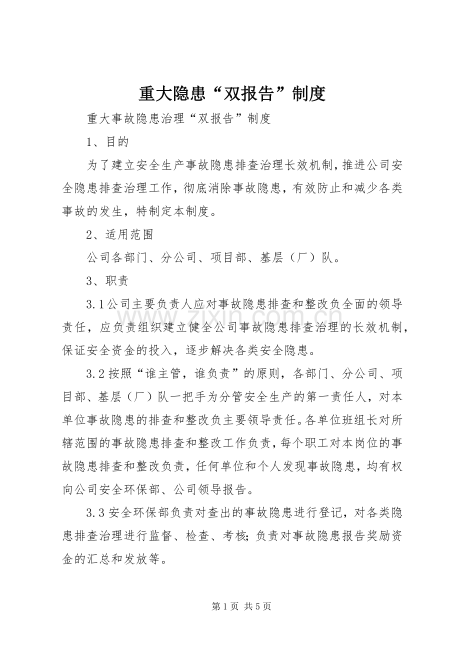 重大隐患“双报告”规章制度细则.docx_第1页