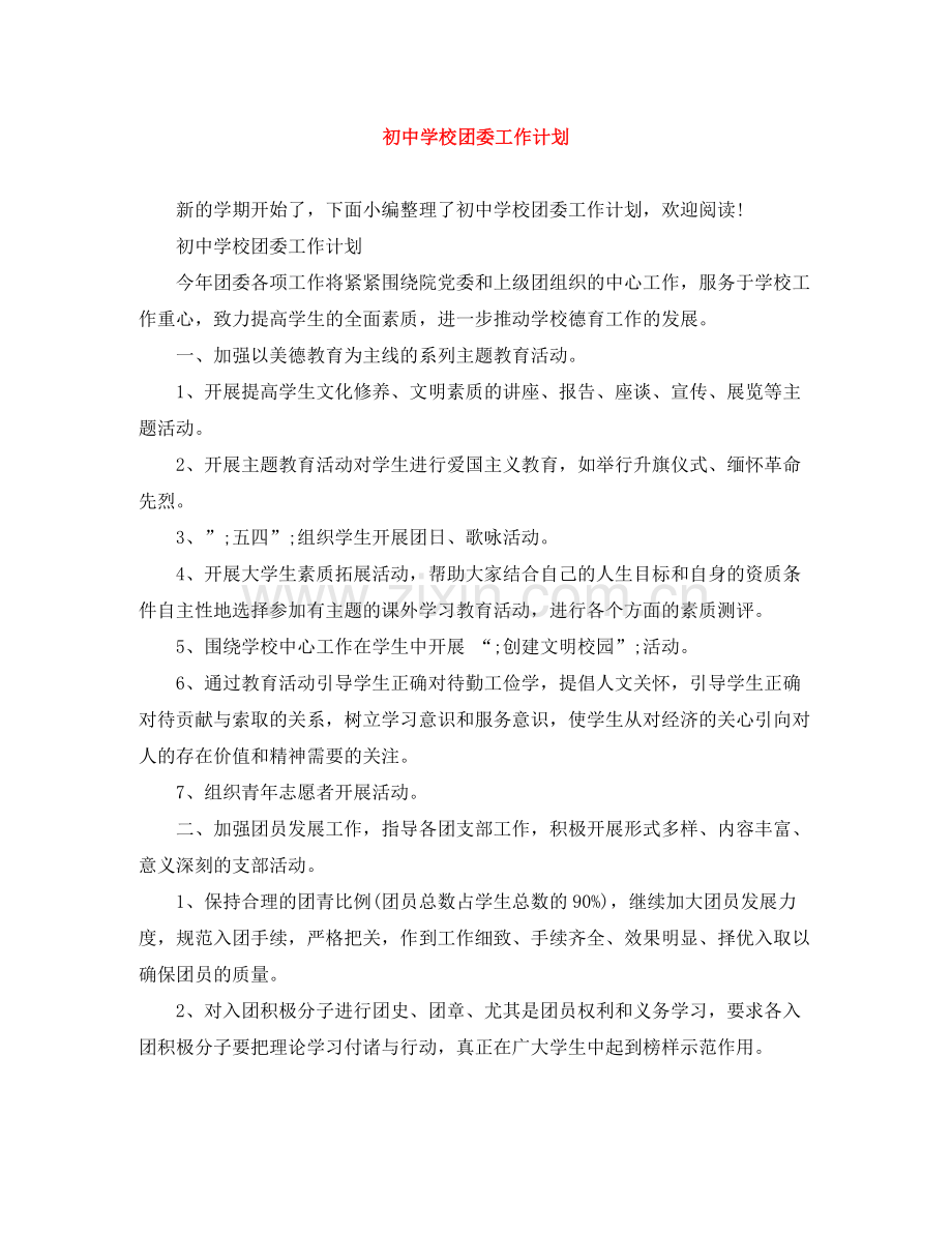 初校团委工作计划 .docx_第1页