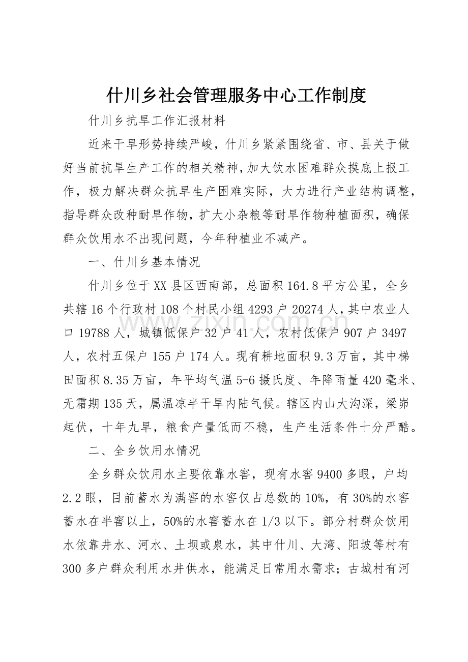 什川乡社会管理服务中心工作规章制度 .docx_第1页