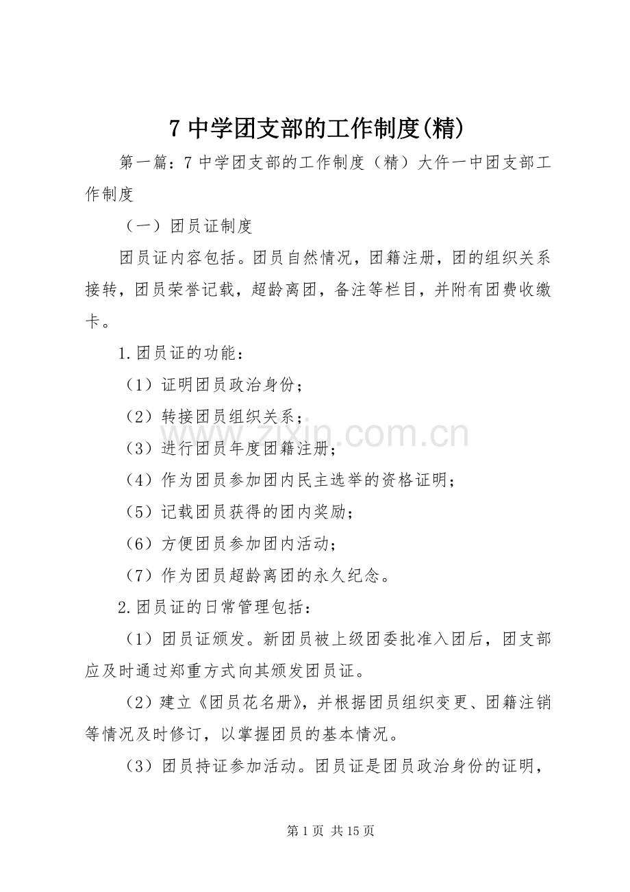 中学团支部的工作规章制度.docx_第1页