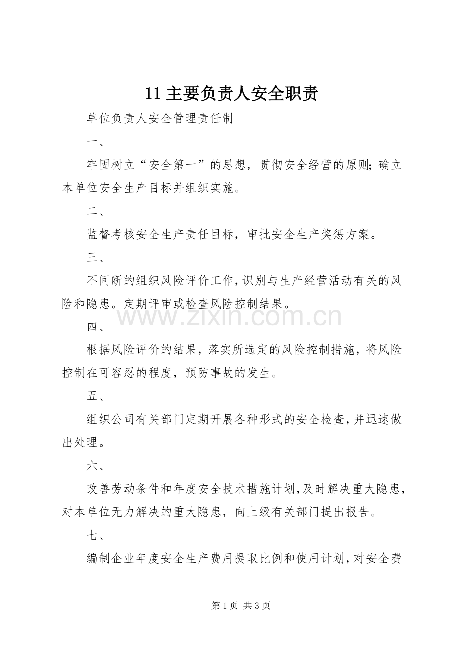 主要负责人安全职责要求 ().docx_第1页