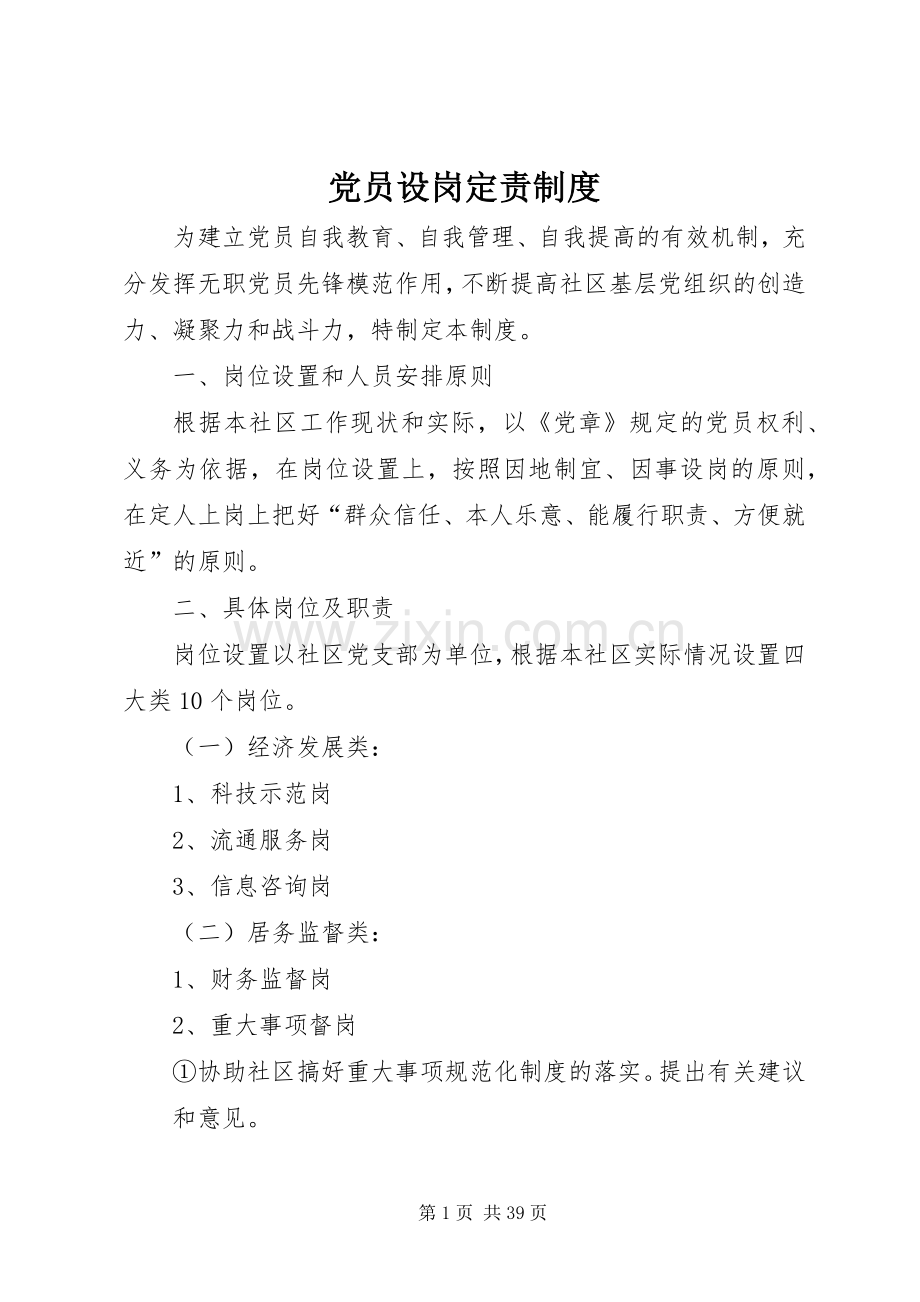 党员设岗定责规章制度.docx_第1页