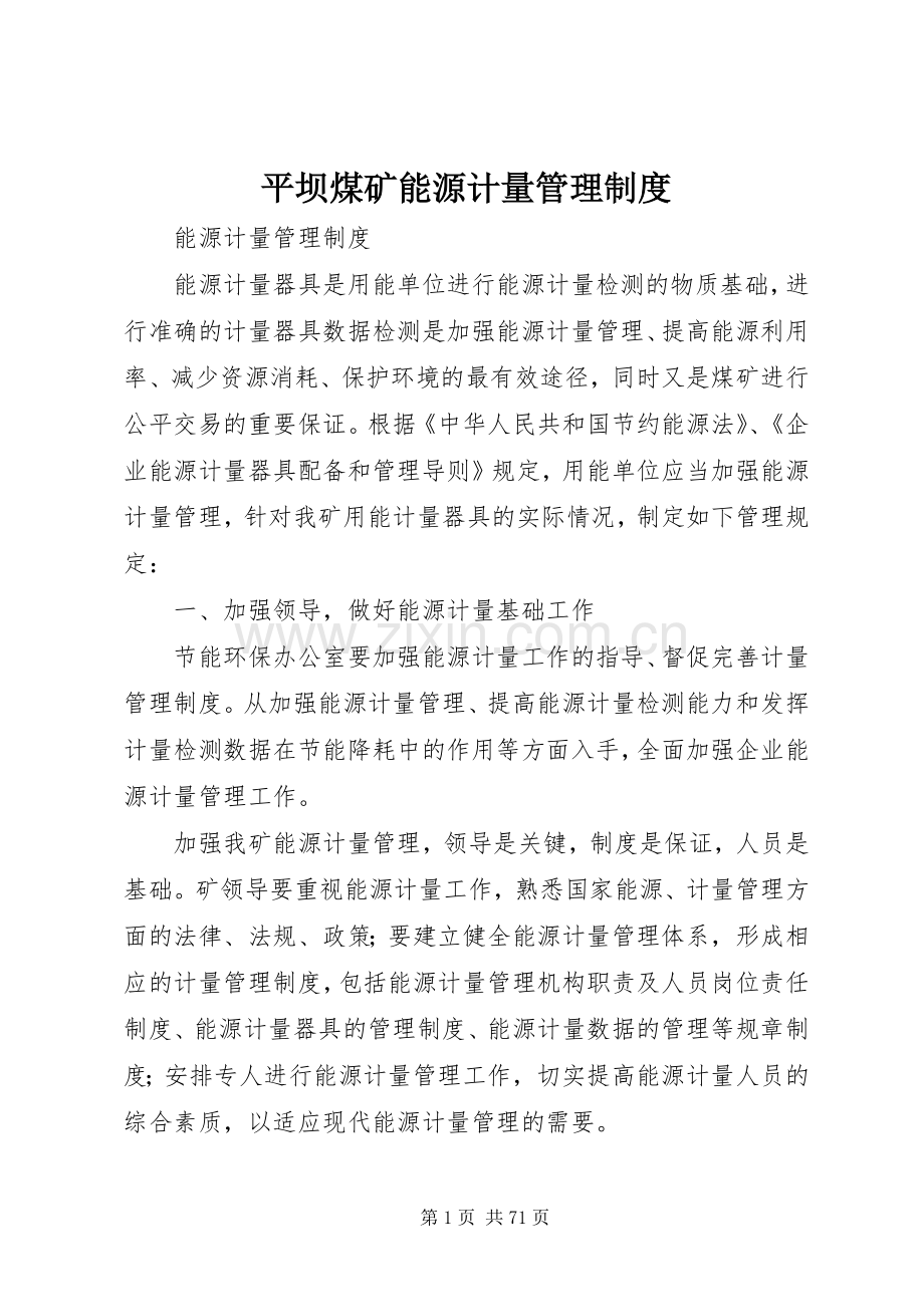 平坝煤矿能源计量管理规章制度.docx_第1页