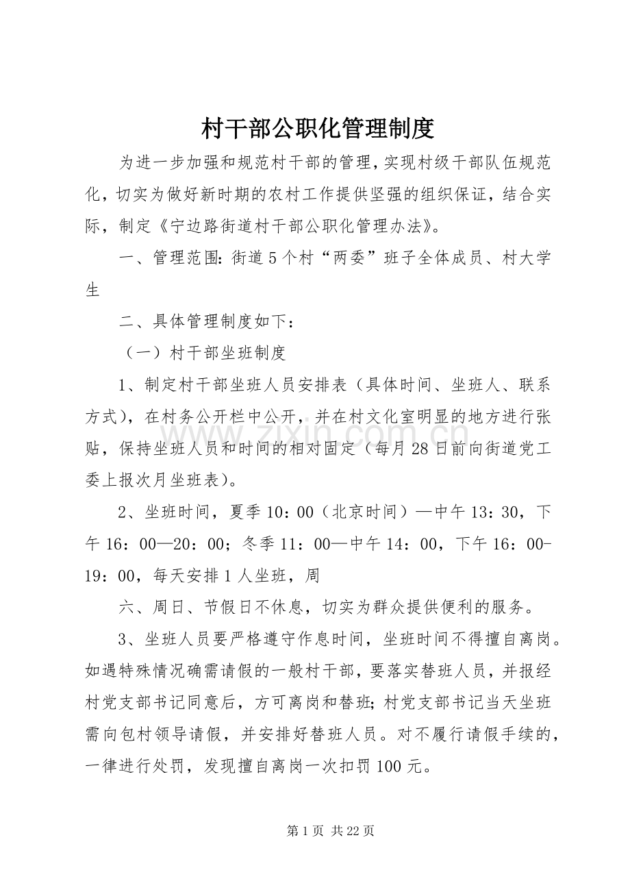 村干部公职化管理规章制度.docx_第1页