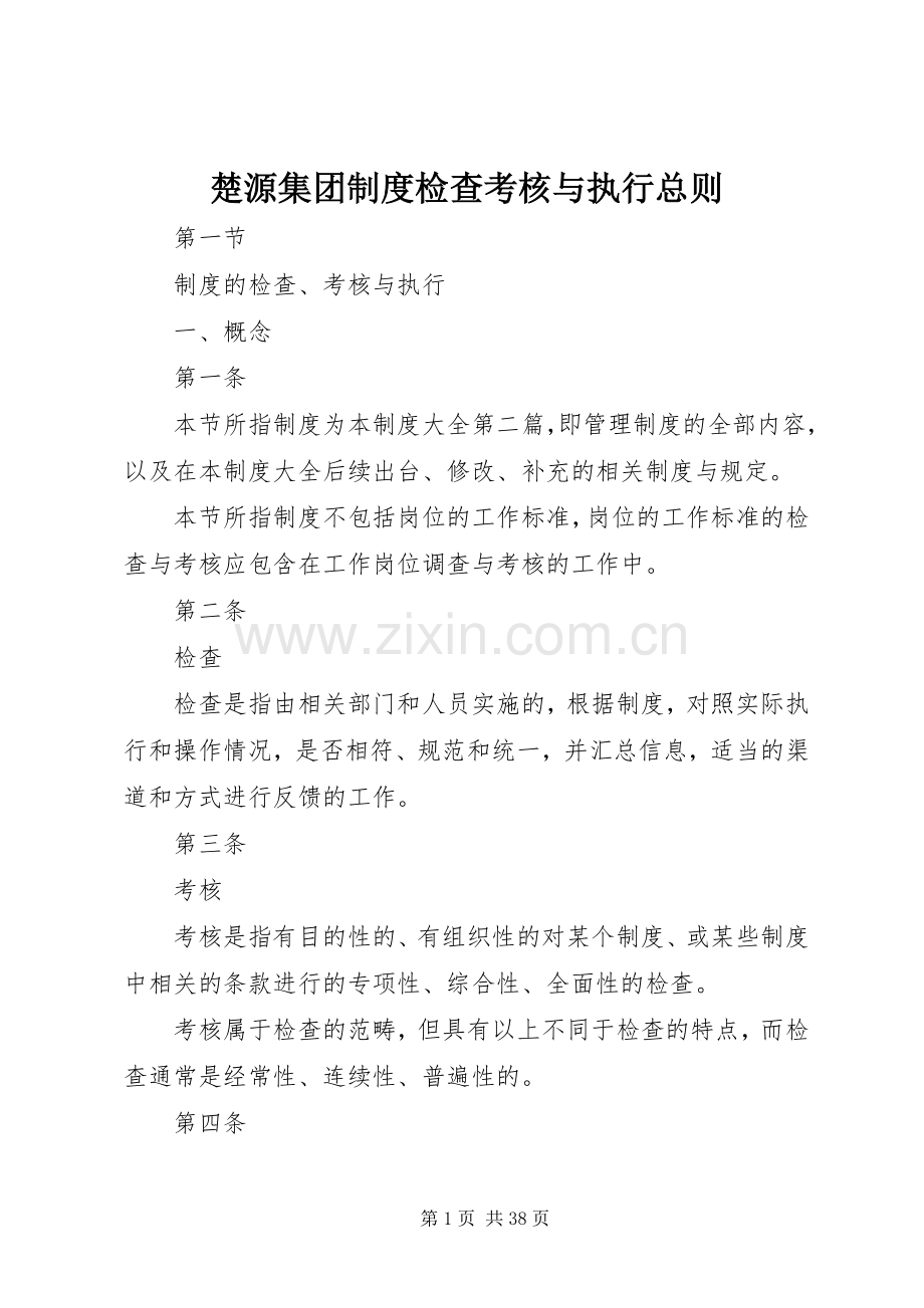 楚源集团规章制度检查考核与执行总则.docx_第1页