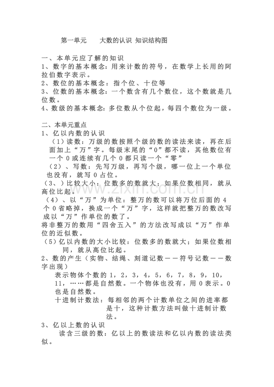 第一单元大数的认识-知识结构图.doc_第1页