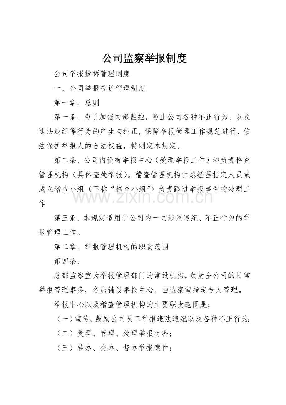 公司监察举报规章制度细则.docx_第1页