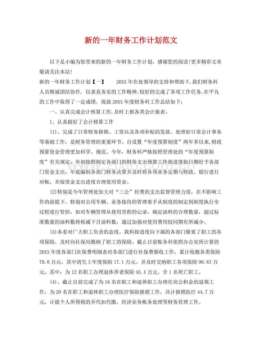 新的一年财务工作计划范文 .docx_第1页