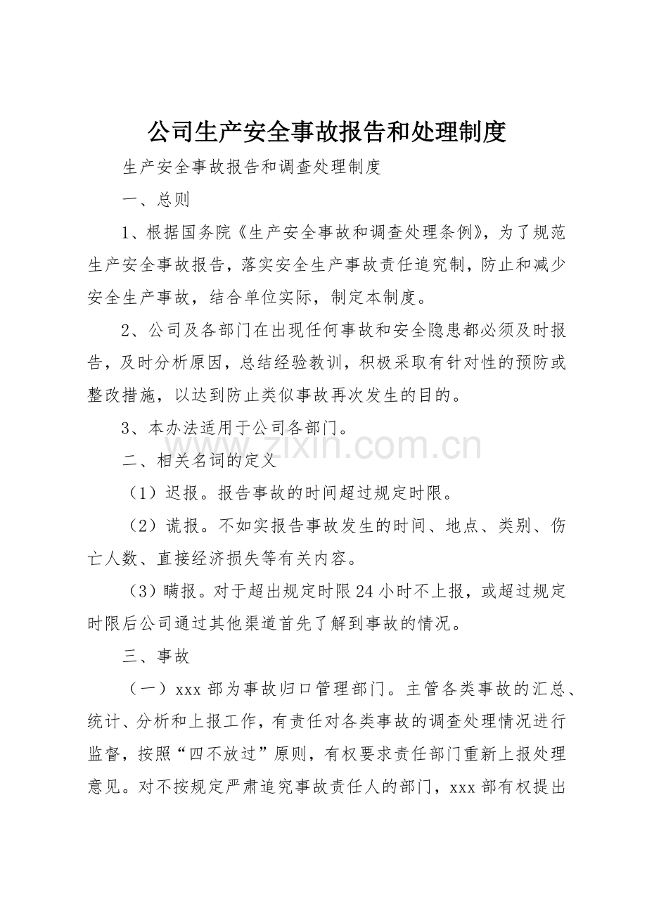 公司生产安全事故报告和处理规章制度细则.docx_第1页