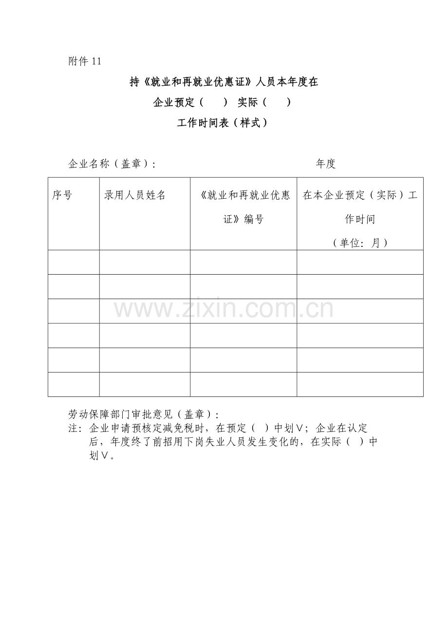 持《就业和再就业优惠证》人员本年度在 企业预定()实际().doc_第1页