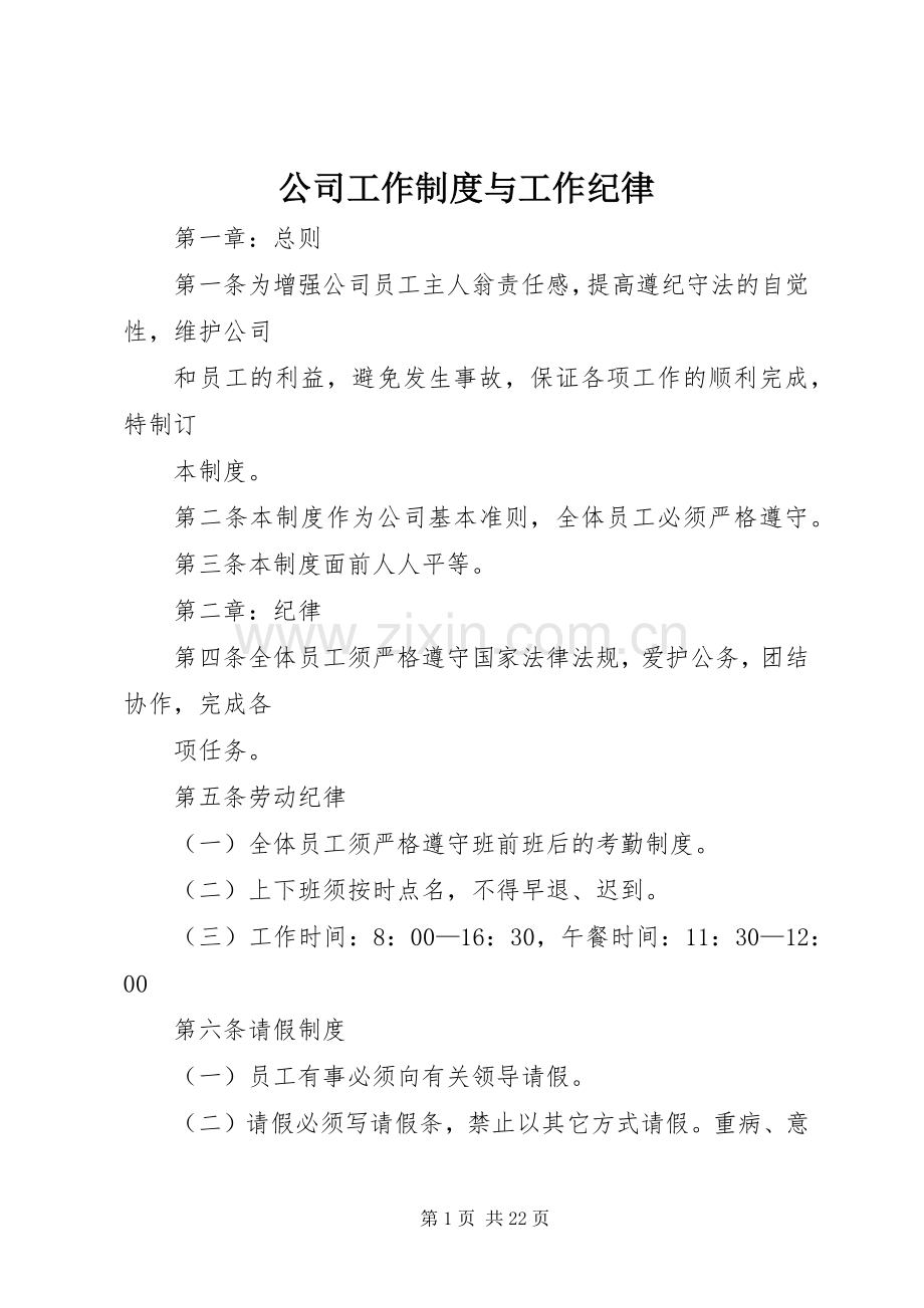公司工作规章制度与工作纪律.docx_第1页
