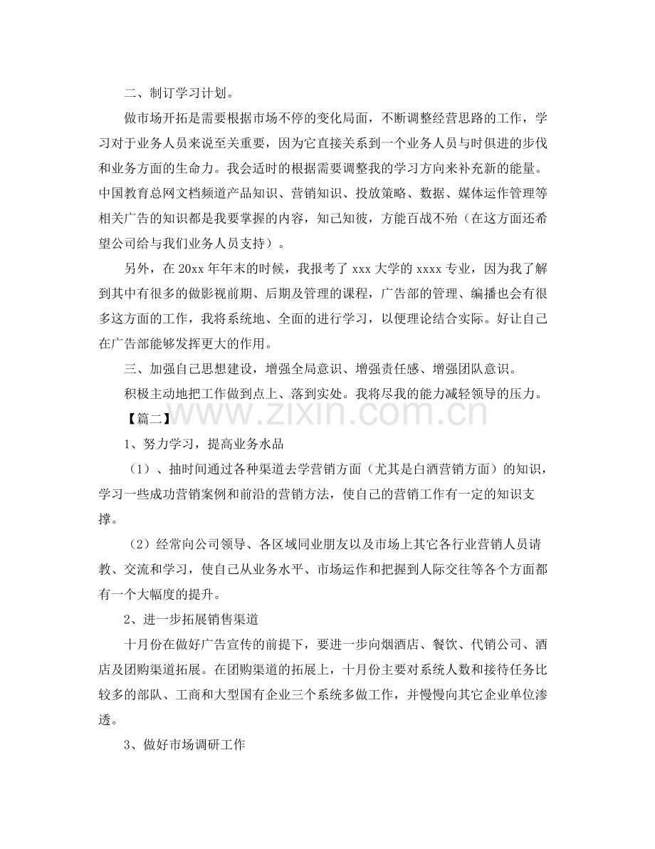 白酒业务员工作计划模板 .docx_第2页