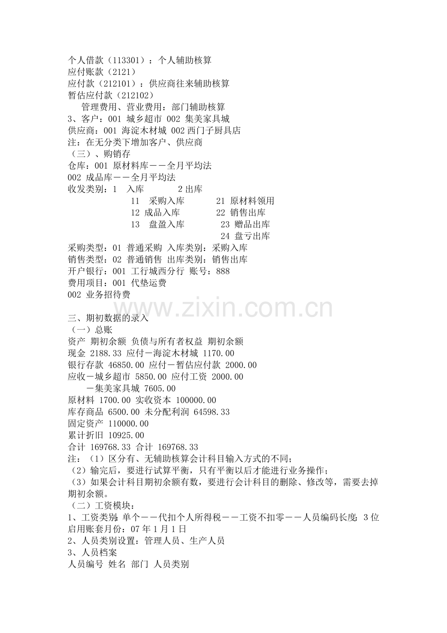 用友Ｔ３财务业务一体化试题.doc_第2页