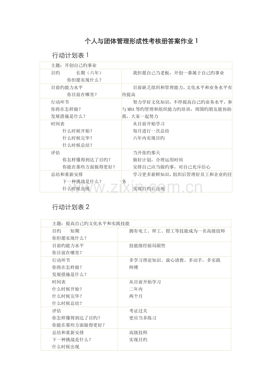 2022年个人与团队管理形成性考核册答案作业资料.doc_第1页
