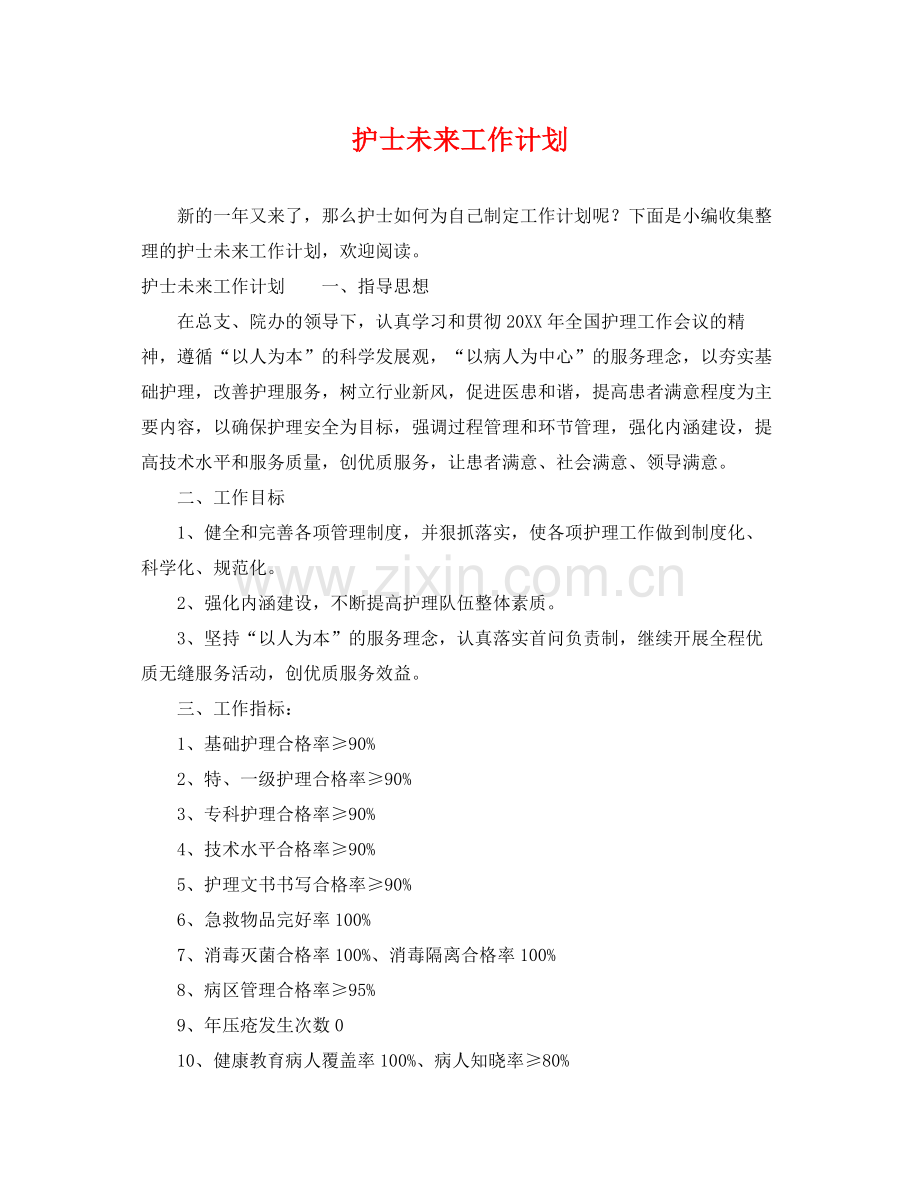 护士未来工作计划 .docx_第1页