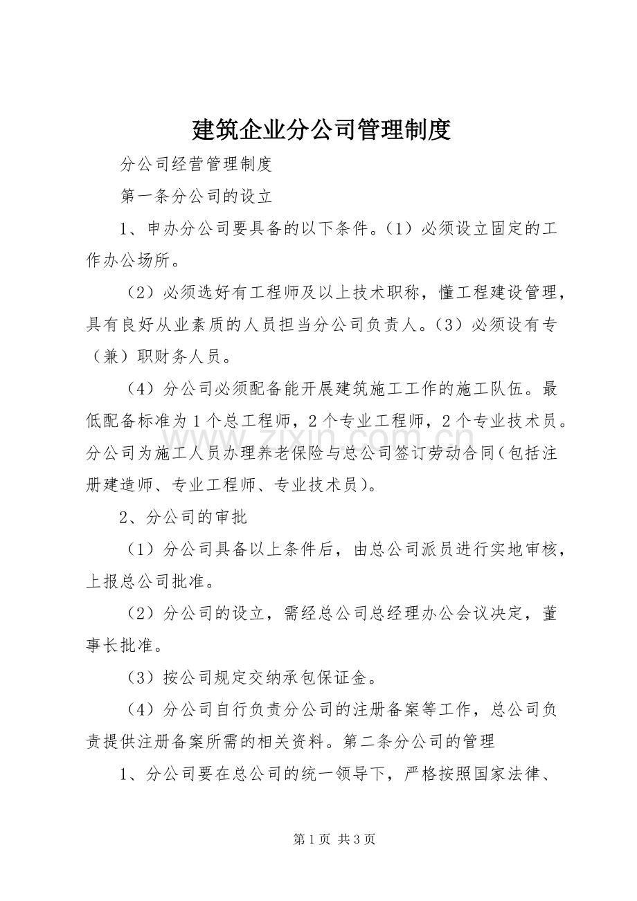 建筑企业分公司管理规章制度.docx_第1页