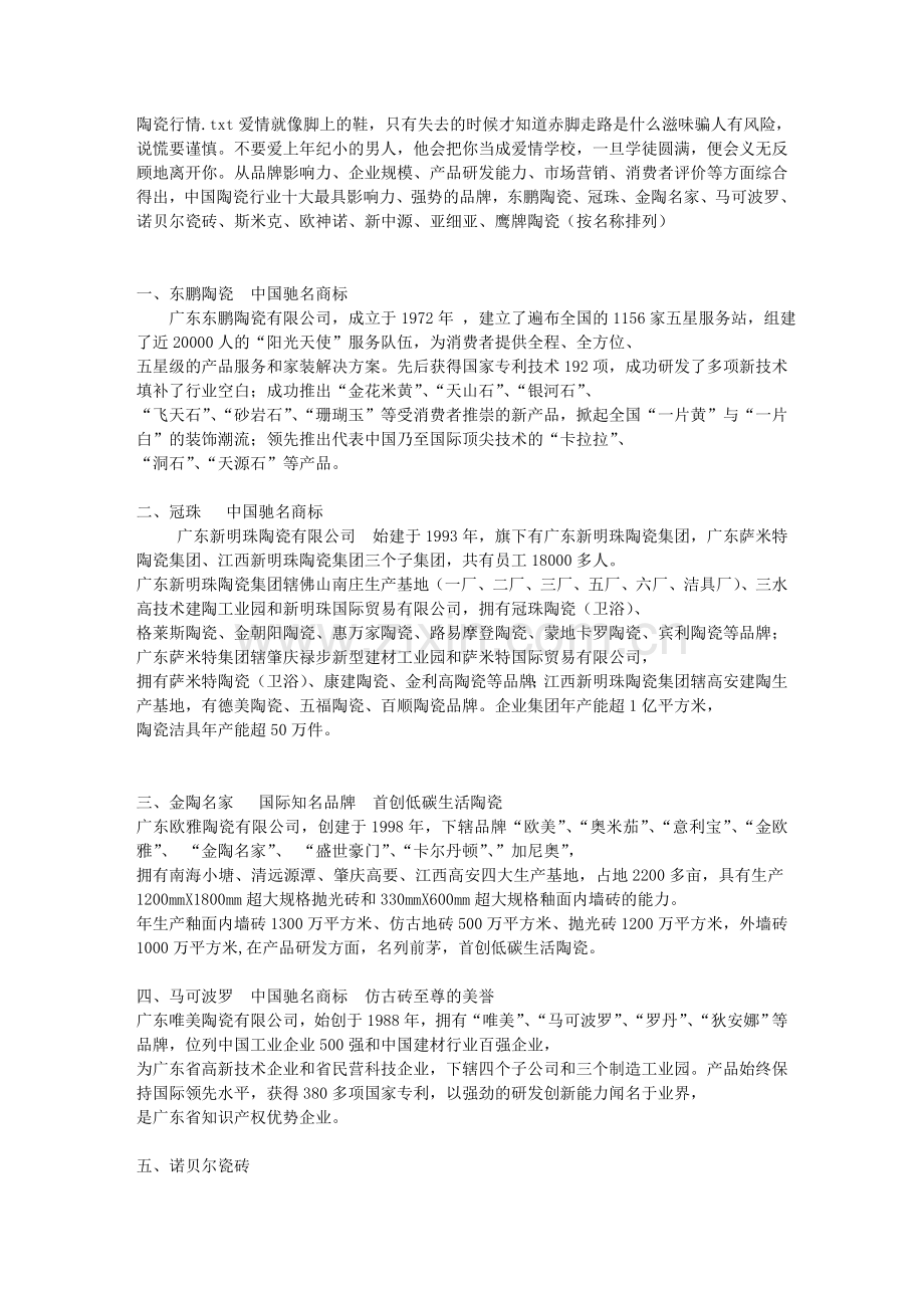 陶瓷行情1.doc_第1页