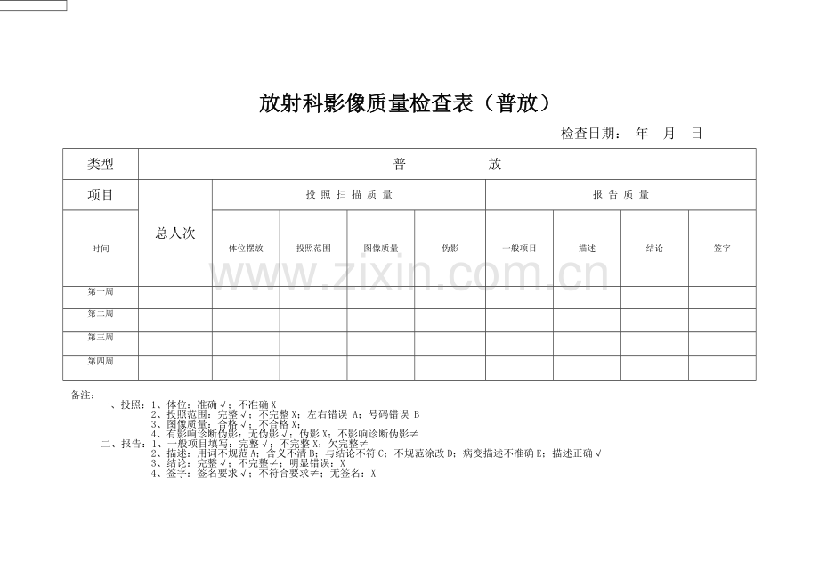 放射科影像质量检查表.doc_第1页