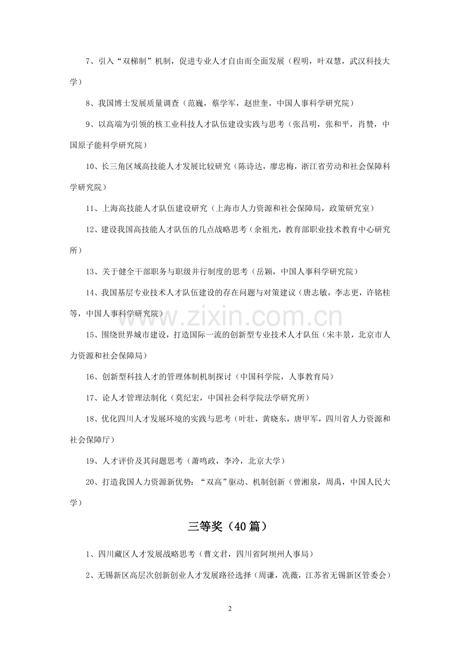 中国人才发展论坛优秀论文奖及组织奖名单.doc_第2页
