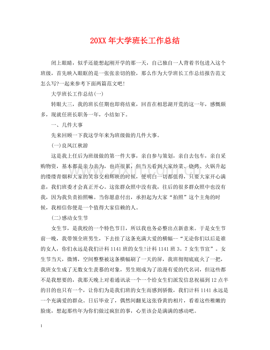 大学班长工作总结.docx_第1页