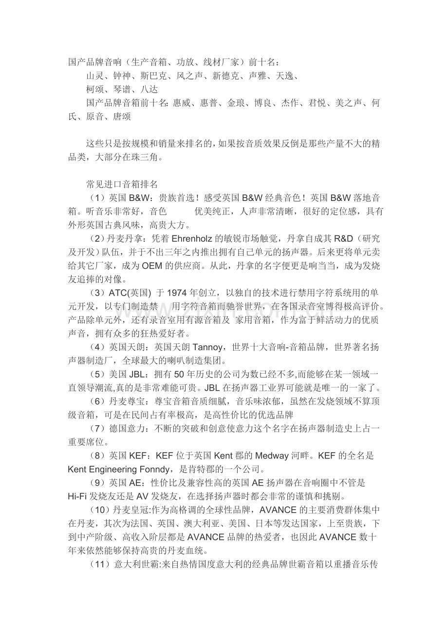 品牌音响和音箱.doc_第1页