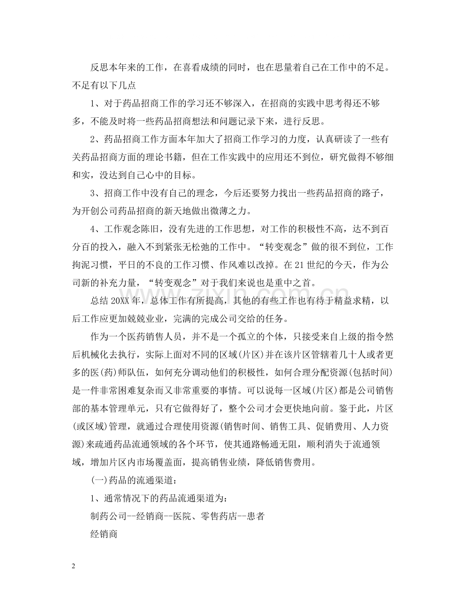 药品销售个人年度工作总结模板.docx_第2页