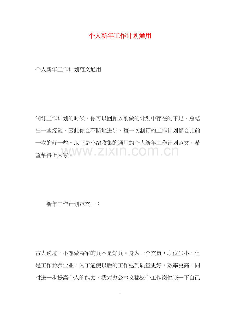 个人新年工作计划通用.docx_第1页