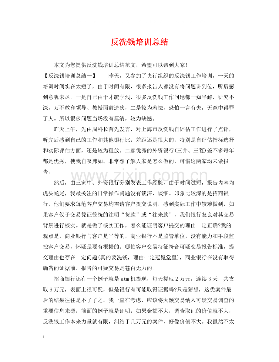 反洗钱培训总结.docx_第1页