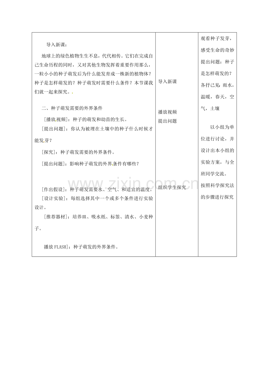 七年级生物上册 第5章 第1节 植物种子的萌发教案2 苏教版-苏教版初中七年级上册生物教案.doc_第2页