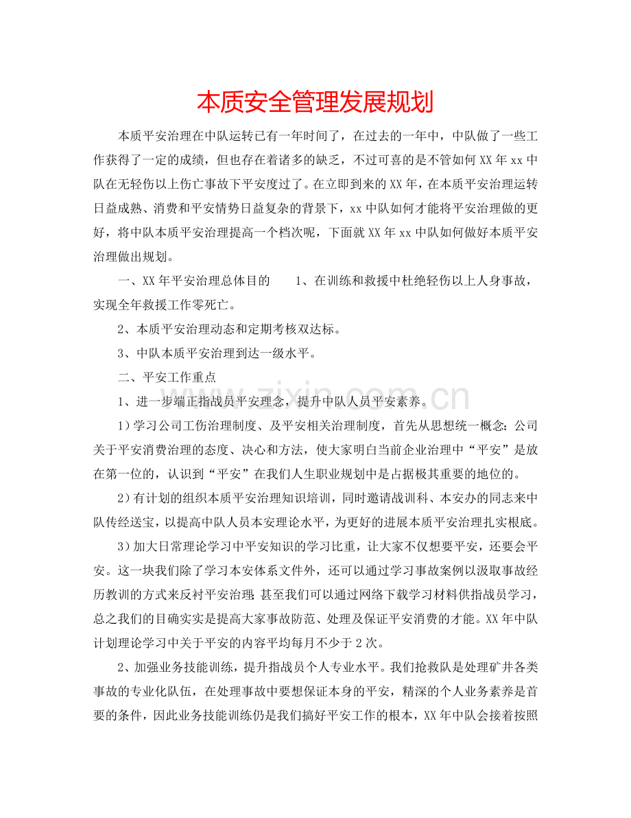 本质安全管理发展规划.doc_第1页