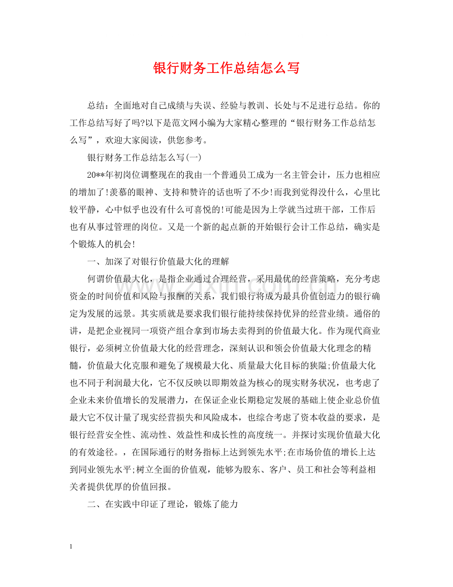 银行财务工作总结怎么写.docx_第1页