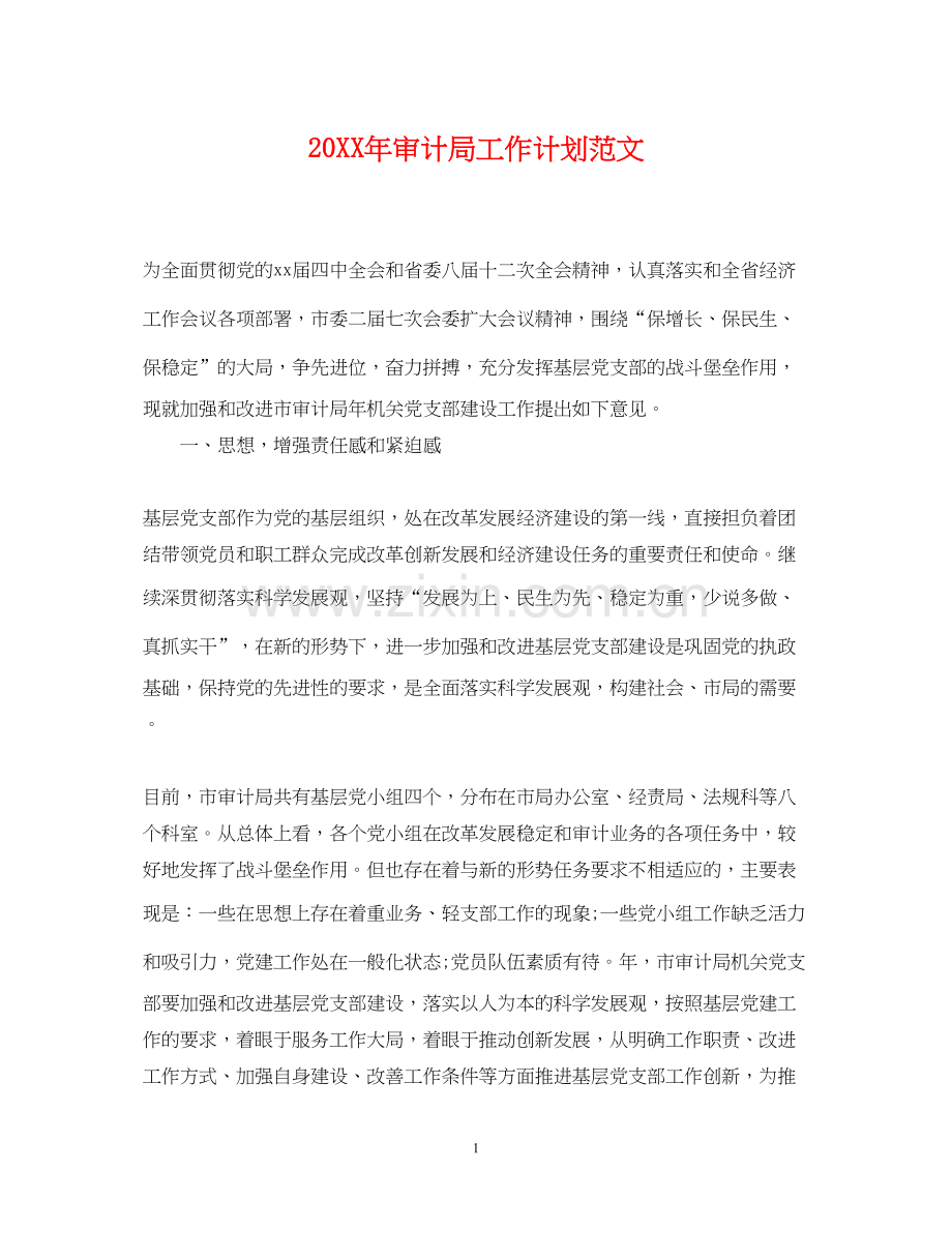 审计局工作计划范文.docx_第1页