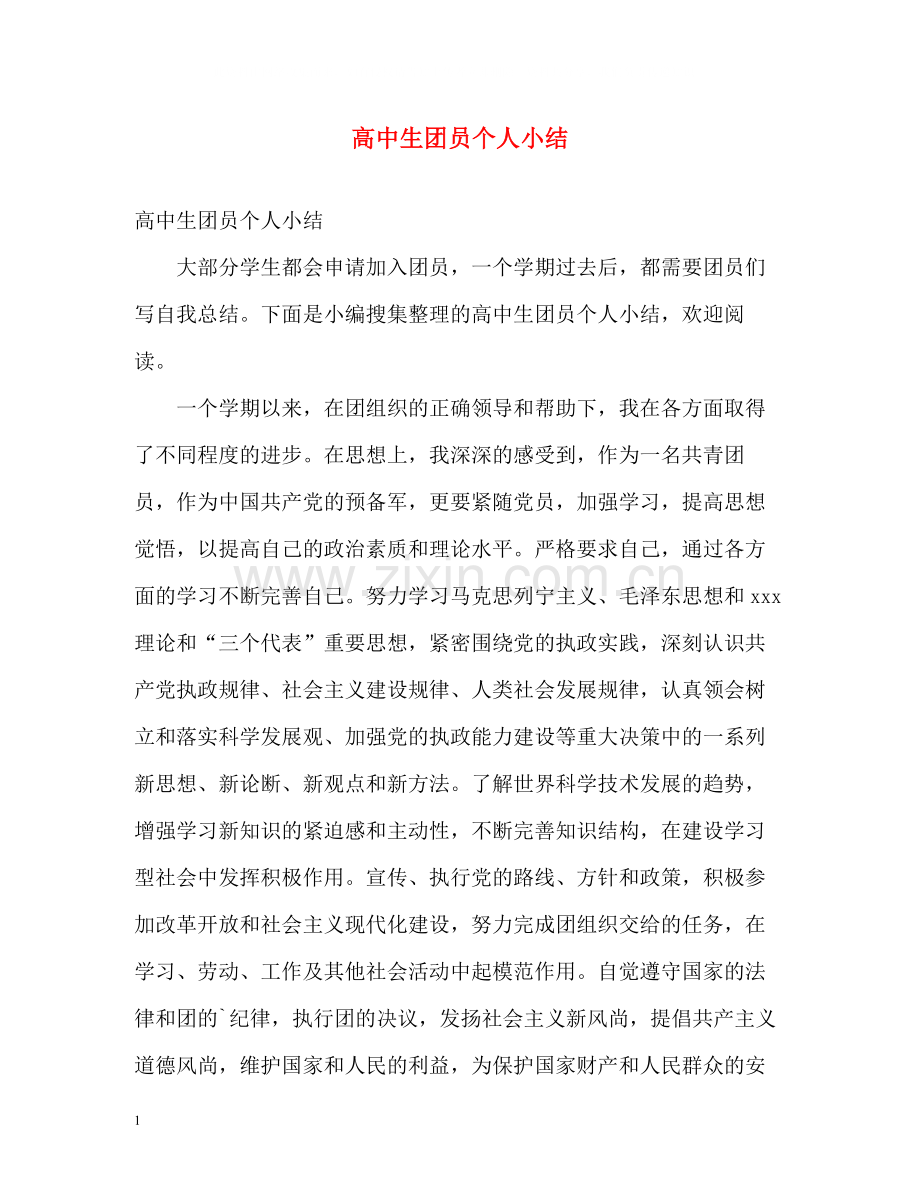 高中生团员个人小结.docx_第1页