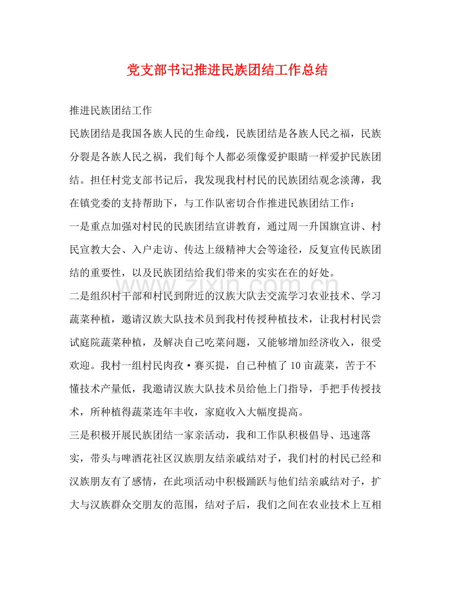 党支部书记推进民族团结工作总结.docx_第1页