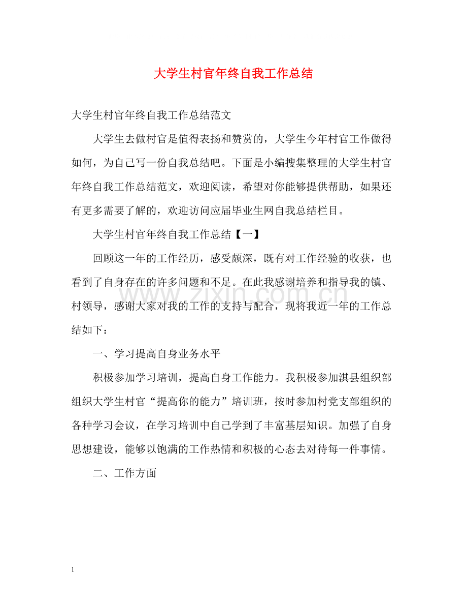 大学生村官年终自我工作总结.docx_第1页