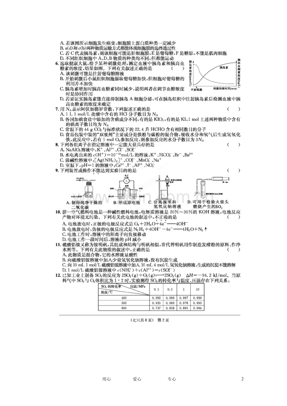 安徽省江南十套2012届高考理综仿真试卷(七)(扫描版).doc_第2页